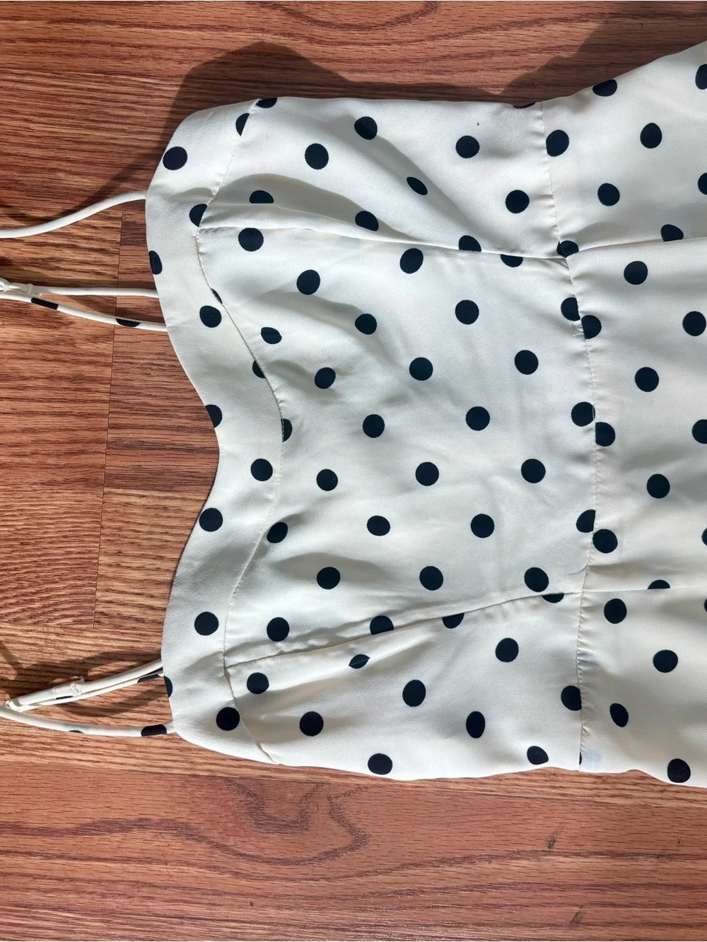 Abercrombie & Fitch Cream Polka Dot Maxi Slip Dress